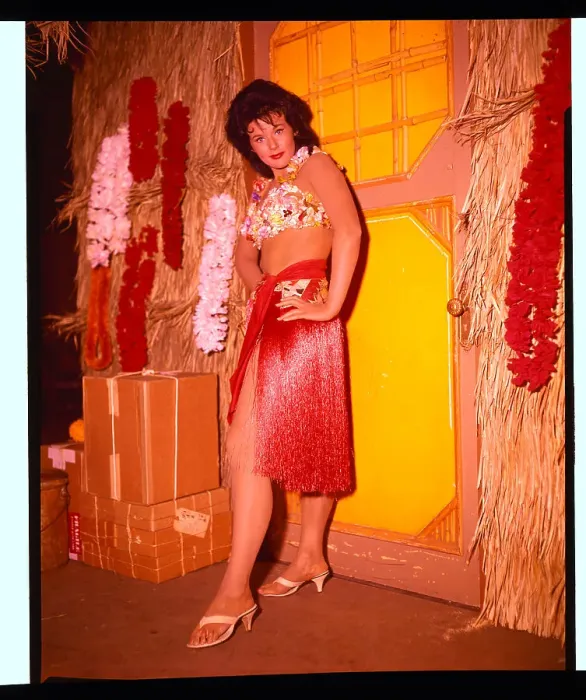 Framed Print : Connie Stevens Wearing a Hula Skirt Framed Print : Connie Stevens Wearing a Hula Skirt
