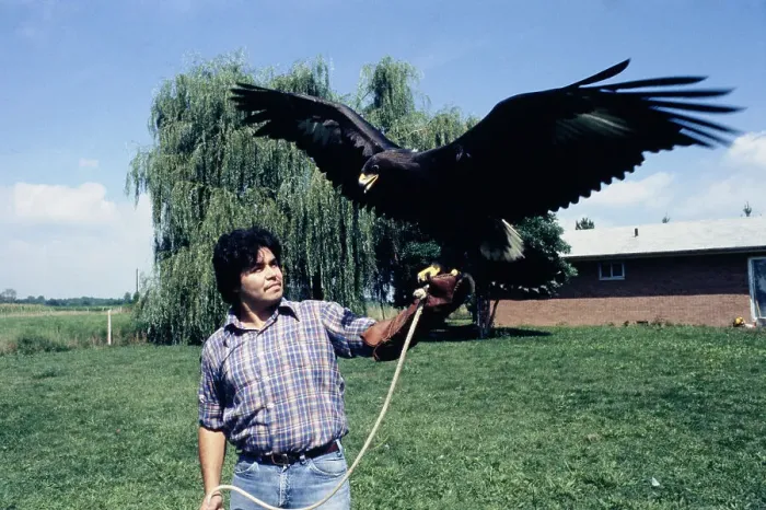 Framed Print : Conservationist With Golden Eagle Framed Print : Conservationist With Golden Eagle