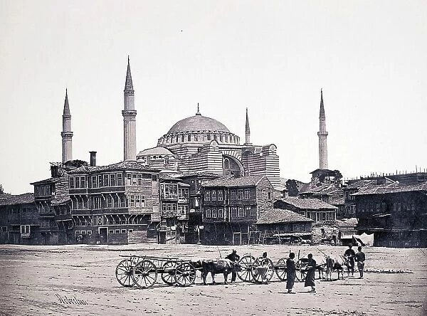 Constantinople, Hagia Sophia or St. Sophia Church, 1867, Istanbul, Turkey, Historic, digitally restored reproduction from a 19th century original