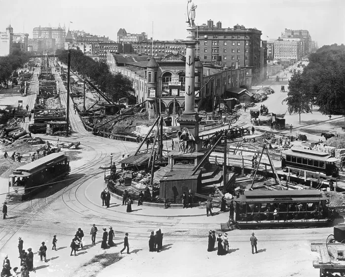 Framed Print : Construction at Columbus Circle in New York City Framed Print : Construction at Columbus Circle in New York City