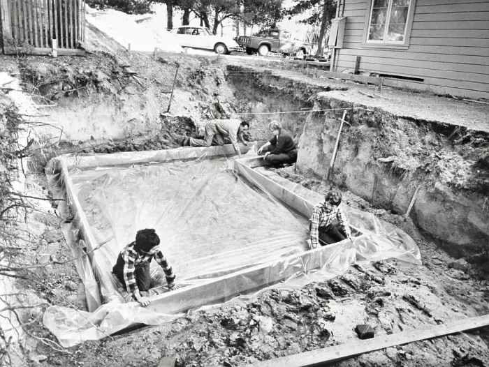 Framed Print : Construction of Fallout Shelter