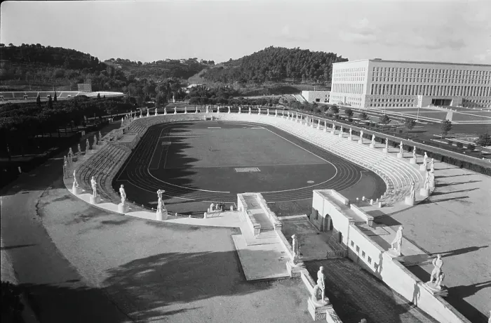 Framed Print : Construction of the Olympic Facilities in Rome Framed Print : Construction of the Olympic Facilities in Rome