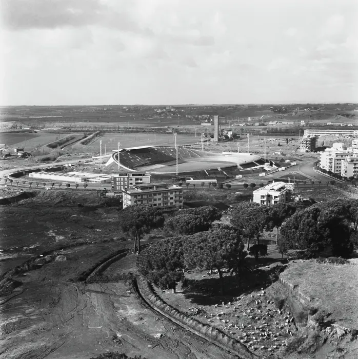 Framed Print : Construction of the Olympic Facilities in Rome Framed Print : Construction of the Olympic Facilities in Rome