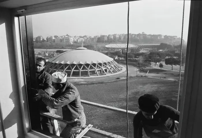 Framed Print : Construction of the Olympic Facilities in Rome