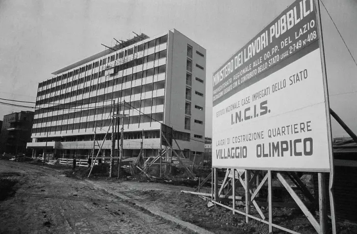 Framed Print : Construction of the Olympic Facilities in Rome Framed Print : Construction of the Olympic Facilities in Rome