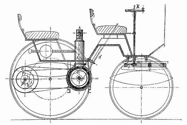 Construction of a road vehicle or car - side drawing
