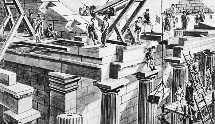 Framed Print : Construction Of Temple In Ancient Greece Framed Print : Construction Of Temple In Ancient Greece