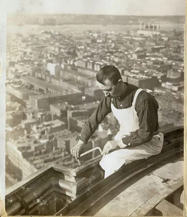 Framed Print : Construction Worker Atop Skyscraper Framed Print : Construction Worker Atop Skyscraper