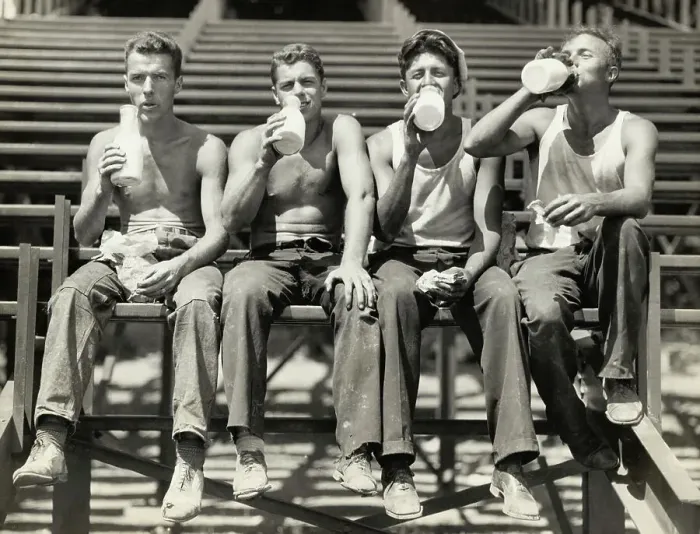 Framed Print : Construction Workers Drinking Milk Framed Print : Construction Workers Drinking Milk
