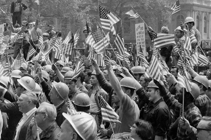 Framed Print : Construction Workers Marching in Support of Vietnam War Framed Print : Construction Workers Marching in Support of Vietnam War
