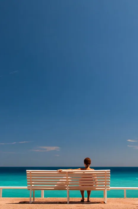 Framed Print : Contemplation on a bench facing the sea Framed Print : Contemplation on a bench facing the sea