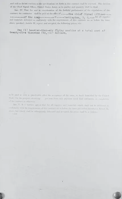 Framed Print : Contract Between Wright Brothers and US Army Framed Print : Contract Between Wright Brothers and US Army