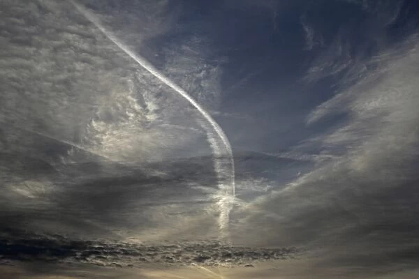 Contrails in the sky, Upper Swabia, Germany