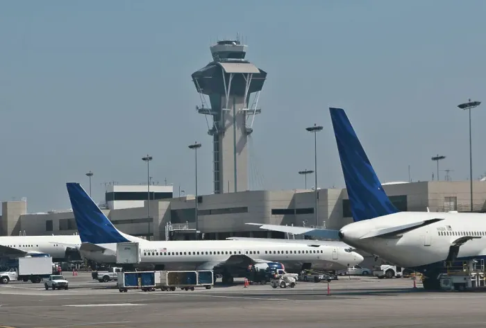 Framed Print : Control Tower and Boeing 737