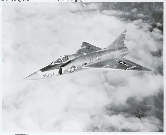 Framed Print : Convair F-102A Supersonic Jet in Flight