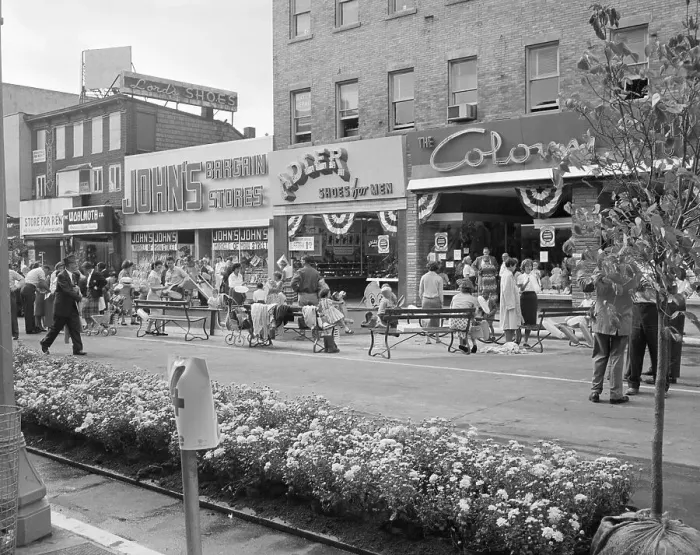 Framed Print : Converted Pedestrian Shopping Zone, 1959