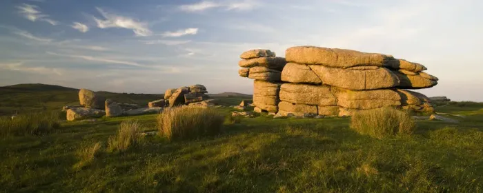 Framed Print : Coombestone Tor in evening light, Dartmoor, Devon, England Framed Print : Coombestone Tor in evening light, Dartmoor, Devon, England