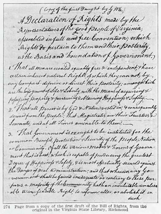 Framed Print : Copy of First Draft of Virginia Bill of Rights Framed Print : Copy of First Draft of Virginia Bill of Rights