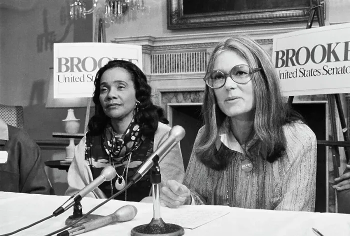 Framed Print : Coretta King and Gloria Steinem Attending a Press Conference