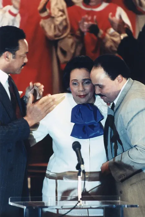 Framed Print : Coretta Scott King Is Hugged By Son Martin Luther King III Framed Print : Coretta Scott King Is Hugged By Son Martin Luther King III