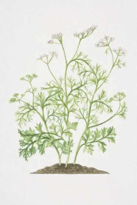 Framed Print : Coriandrum sativum, Coriander plant growing in soil Framed Print : Coriandrum sativum, Coriander plant growing in soil