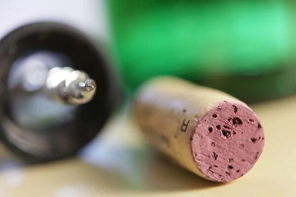 Corkscrew, cork, wine bottle