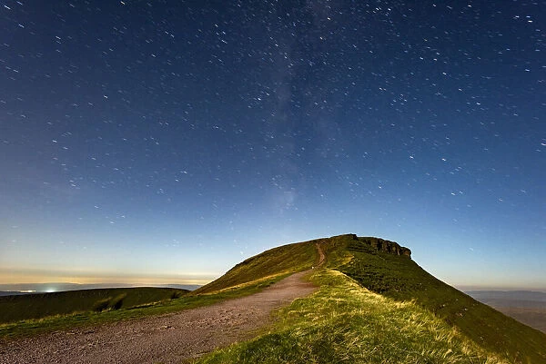 Corn Du from Pen y Fan with stars at night in the Brecon Beacons, Wales