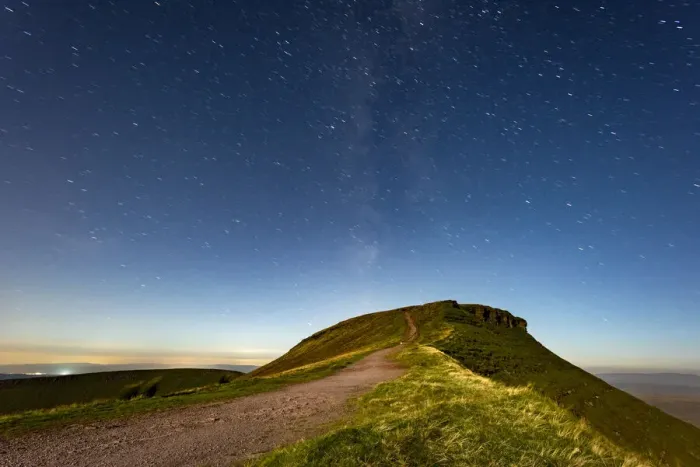 Framed Print : Corn Du from Pen y Fan with stars at night in the Brecon Beacons, Wales