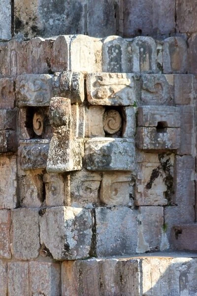 Detail of corner pyramid in Uxmal, Yucatan, Mexico