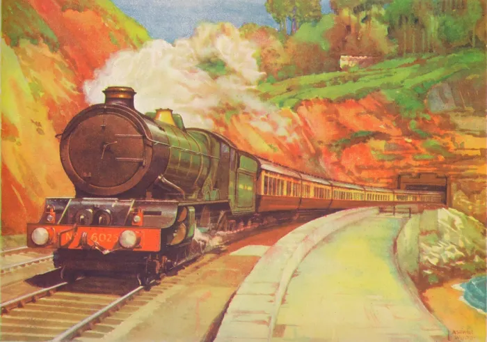 Framed Print : Cornish Rivera Limited, G.W.R. near Dawlish, 1940