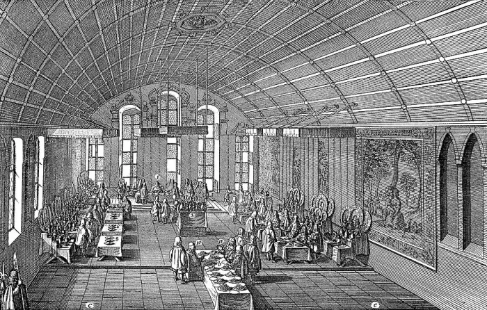 Framed Print : The Coronation Banquet of Emperor Leopold I and the Electors on the Roemer in Frankfurt, 1 August 1685, Germany, Historical, digitally restored reproduction of a 19th century original Framed Print : The Coronation Banquet of Emperor Leopold I and the Electors on the Roemer in Frankfurt, 1 August 1685, Germany, Historical, digitally restored reproduction of a 19th century original