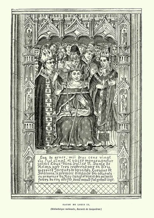 Framed Print : Coronation of King Louis IX of France, Crown and sceptre, bishops, French medieval history Framed Print : Coronation of King Louis IX of France, Crown and sceptre, bishops, French medieval history