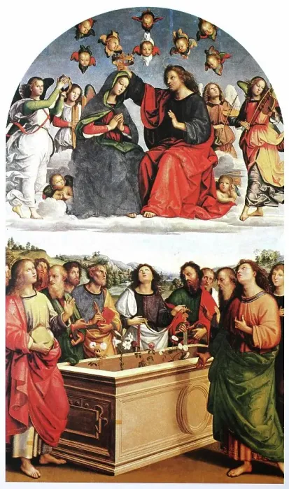Framed Print : The Coronation of Mary, by Raffaello Sanzio da Urbino, also Raffael da Urbino, Raffaello Santi, Raffaello Sanzio, Raphael, Italian painter, Italy, digitally restored reproduction of a work of art (public domain) from c. 1500 Framed Print : The Coronation of Mary, by Raffaello Sanzio da Urbino, also Raffael da Urbino, Raffaello Santi, Raffaello Sanzio, Raphael, Italian painter, Italy, digitally restored reproduction of a work of art (public domain) from c. 1500