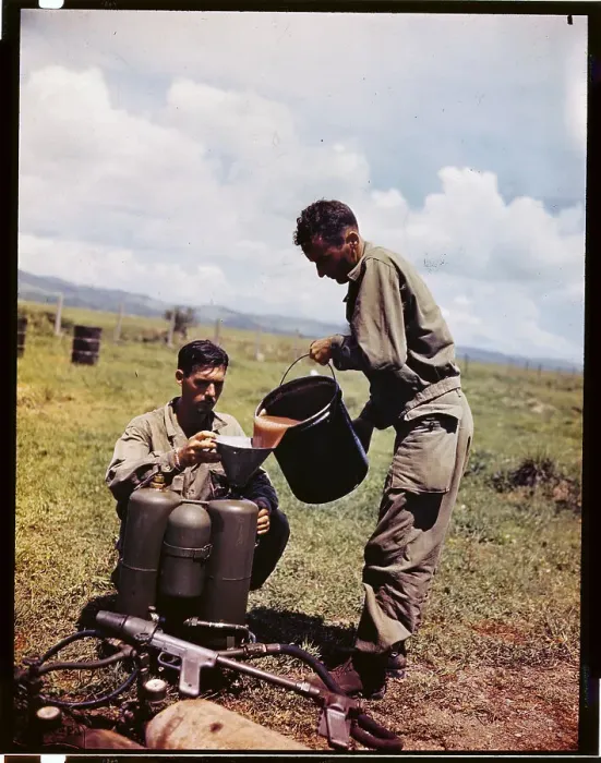 Framed Print : Corporal Badger Pouring Gasoline Into Flame Thrower Framed Print : Corporal Badger Pouring Gasoline Into Flame Thrower