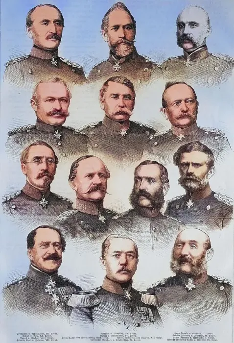 Framed Print : The Corps Commanders of the North German Federal Army Constantin von Alvensleben, Wilhelm von Tuempling, Edwald von Kirchbach, Julius von Bose, Gustav von Alvensleben, Friedrich von Fransecki, August von Goeben, August von Wuerttemberg, Albert Crown Framed Print : The Corps Commanders of the North German Federal Army Constantin von Alvensleben, Wilhelm von Tuempling, Edwald von Kirchbach, Julius von Bose, Gustav von Alvensleben, Friedrich von Fransecki, August von Goeben, August von Wuerttemberg, Albert Crown