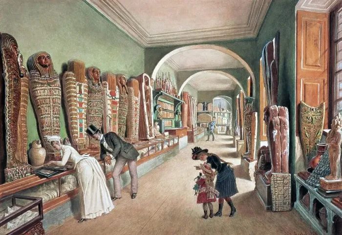 Framed Print : The Corridor and the Last Cabinet of the Egyptian Collection, 1889, Austria, Historic, digitally restored reproduction from an original of the period Framed Print : The Corridor and the Last Cabinet of the Egyptian Collection, 1889, Austria, Historic, digitally restored reproduction from an original of the period
