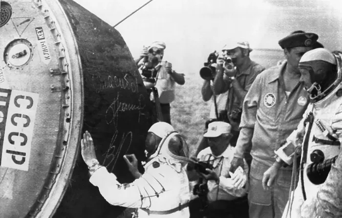 Framed Print : Cosmonaut Signing Soyuz Space Capsule Framed Print : Cosmonaut Signing Soyuz Space Capsule