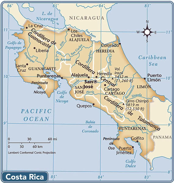 Costa Rica country map