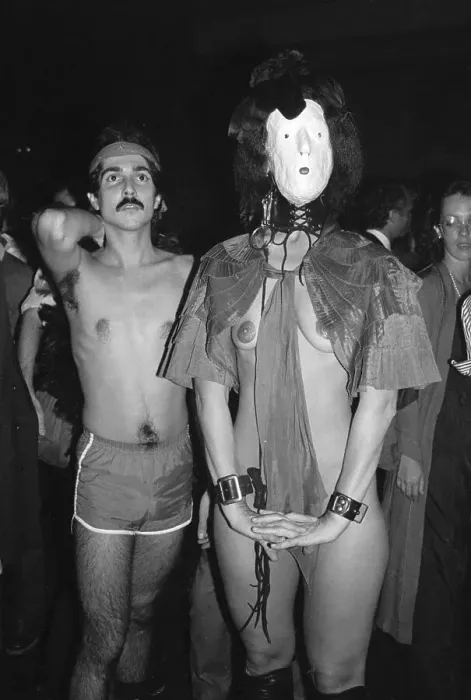 Framed Print : Costumed Crowd Waiting in Studio 54 Line Framed Print : Costumed Crowd Waiting in Studio 54 Line
