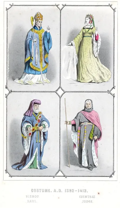 Framed Print : Four Costumes, A.D. 1392-1413 Framed Print : Four Costumes, A.D. 1392-1413