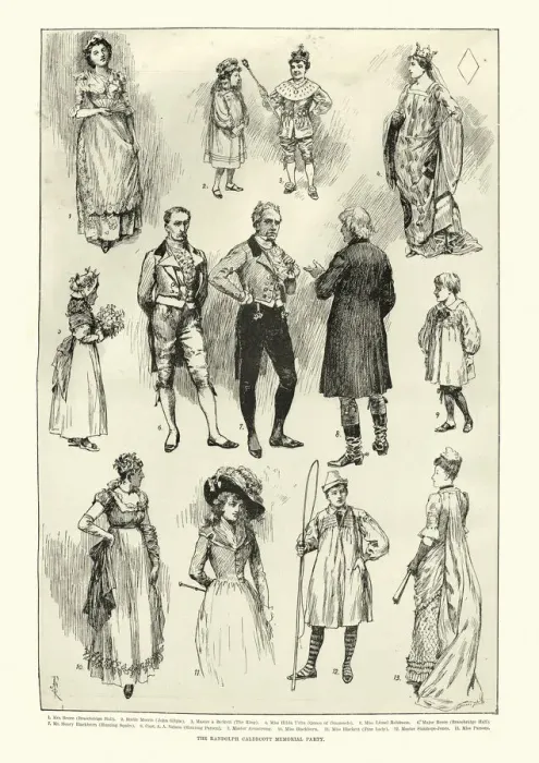 Framed Print : Costumes at the Randolph Caldecott memorial party, 1891 Framed Print : Costumes at the Randolph Caldecott memorial party, 1891