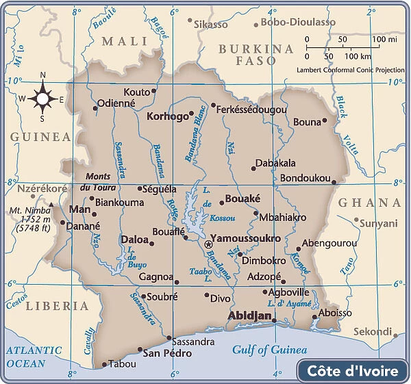 Cote d Ivoire country map