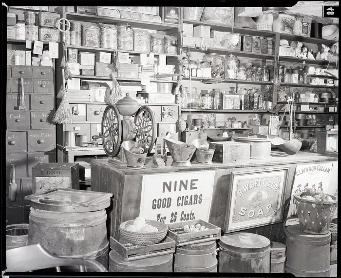Framed Print : Counter Of A Country Store with Goods