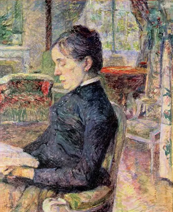 Framed Print : The Countess Adele de Toulouse-Lautrec in the living room at Malromé (La Comtesse Adèle de Toulouse-Lautrec dans le salon du Château de Malromé), by Henri de Toulouse-Lautrec, 1886, 19th Century, oil on canvas, 59 x 45 cm