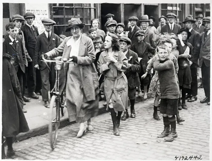 Framed Print : Countess Marcheivitz W / Bicycle And Crowd