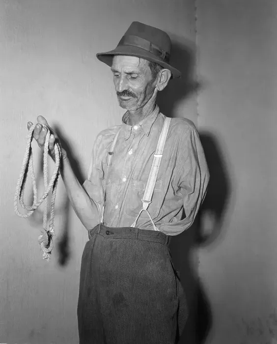 Framed Print : Country Policeman Holding Rope as Evidence in African American Slayings Framed Print : Country Policeman Holding Rope as Evidence in African American Slayings