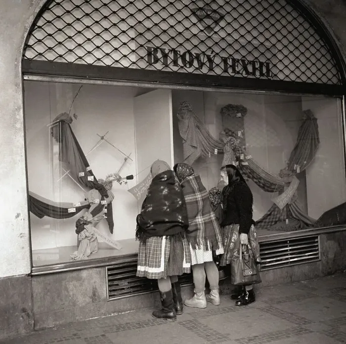 Framed Print : Country Women Window Shopping in Prague Framed Print : Country Women Window Shopping in Prague