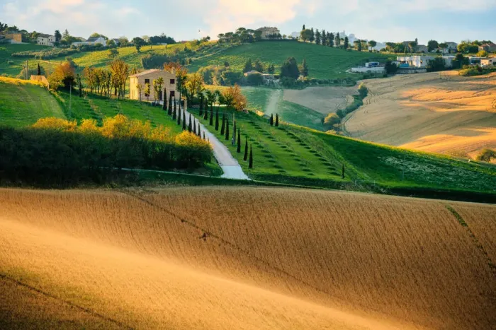 Framed Print : Countryside, Marche region landscape, Central Italy Framed Print : Countryside, Marche region landscape, Central Italy