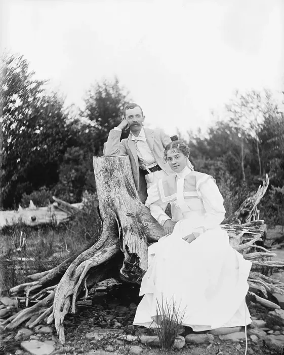 Framed Print : A Couple Of The 1890'S By Tree Stump Framed Print : A Couple Of The 1890'S By Tree Stump