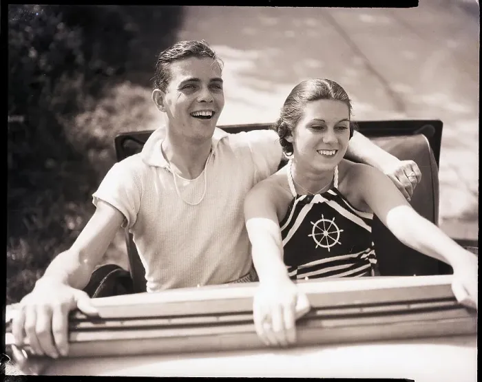 Framed Print : Couple in Auto Rumble Seat Framed Print : Couple in Auto Rumble Seat
